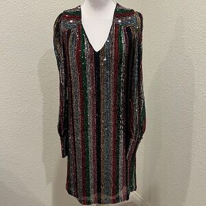 Milly Multicolor Sequin Striped Dress